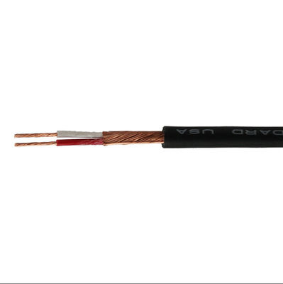 Czarna ekranowana osłona z PVC 2-rdzeniowy profesjonalny kabel mikrofonowy o niskim poziomie szumów