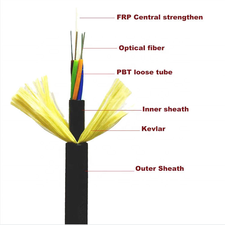 Zewnętrzny 4 12 24 48 96 144 Kabel światłowodowy ADSS z luźną tubą